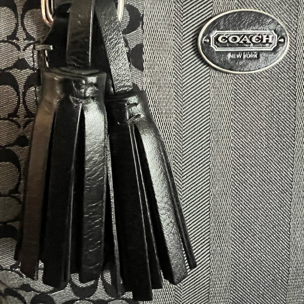 Coach Legacy Signature Striped Candace Carryall Black and Gray Bag - Picture 5 of 14